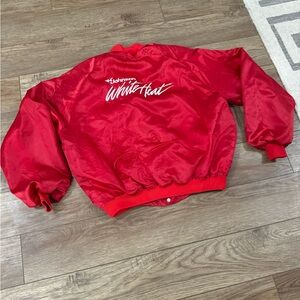Vintage 80s Distressed Bomber Jacket White Heat Johnson